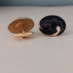 Vintage Black and Gold Swirl Cufflinks Cuff Links ❤️